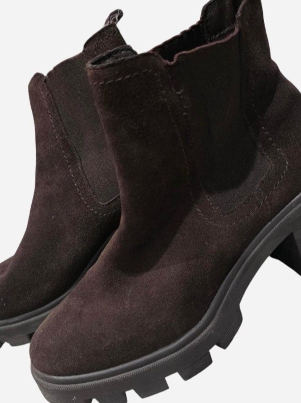 Splendid Dark Brown Suede Chelsea Lug Booties